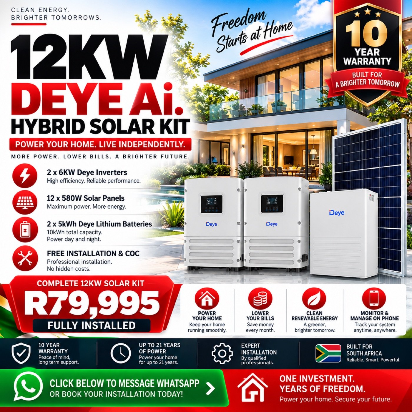 12kW Deye Ai Hybrid System — 2 × 6kW - Image 2