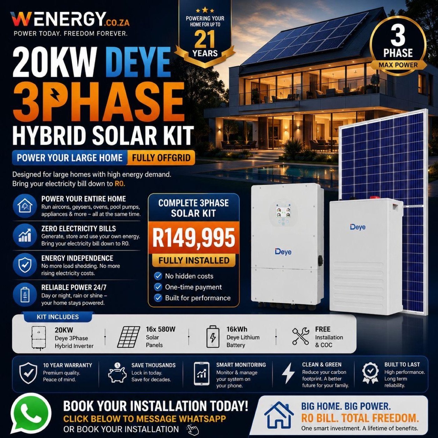 20kW Deye 3-Phase Off-Grid System — 16kWh - Image 2