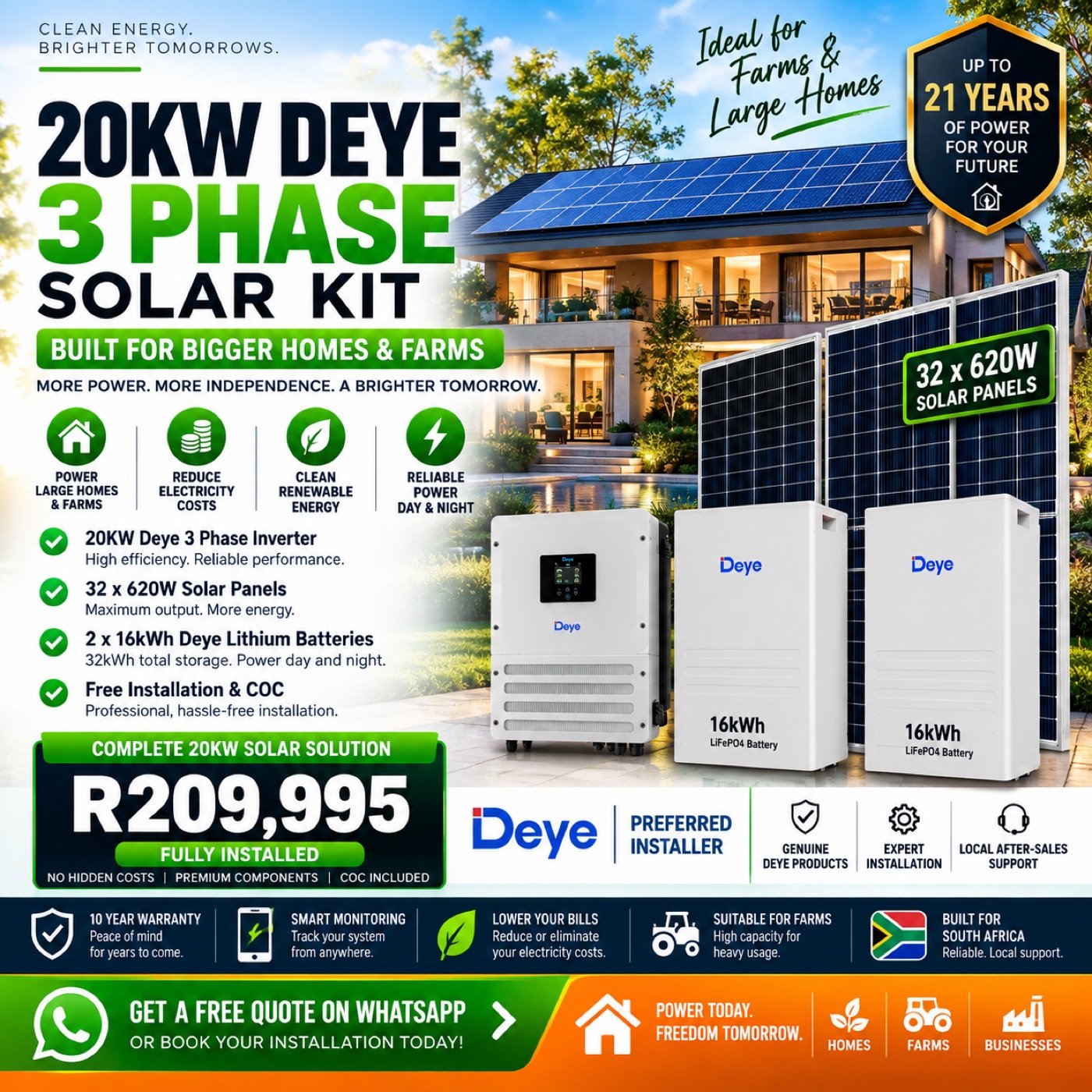 20kW Deye 3-Phase System — 32kWh - Image 2