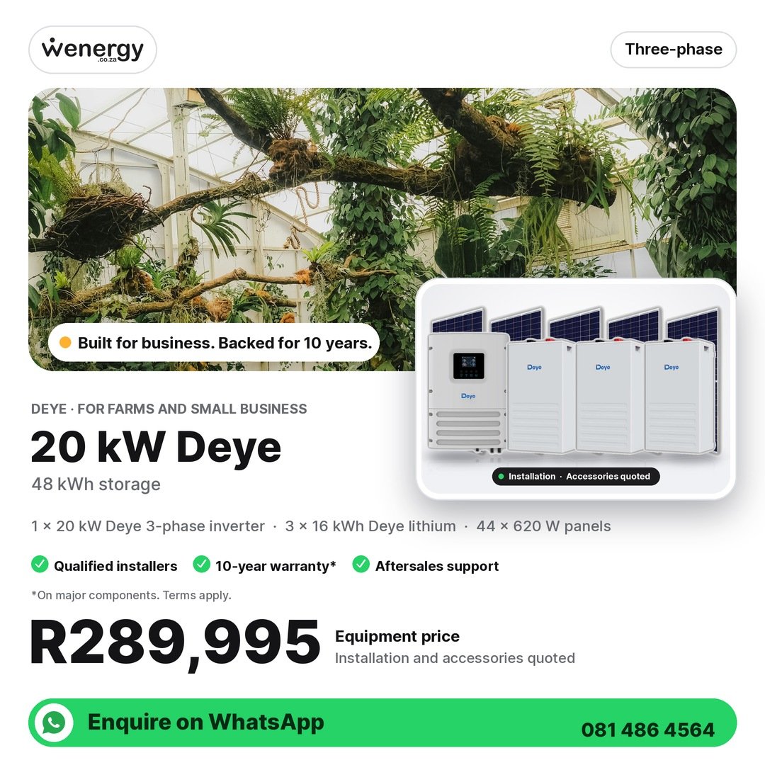 20kW Deye 3-Phase Premium System — 48kWh