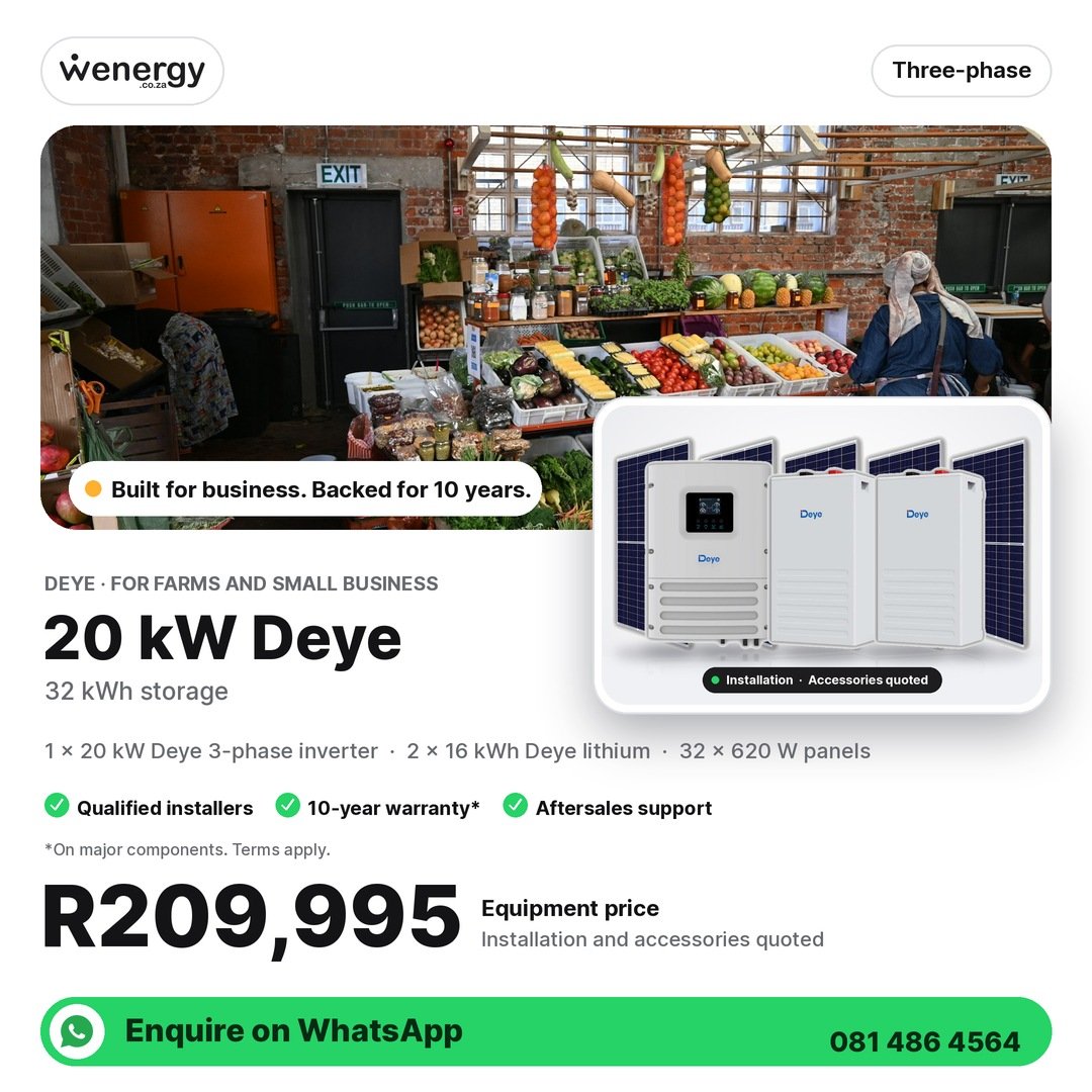 20kW Deye 3-Phase System — 32kWh