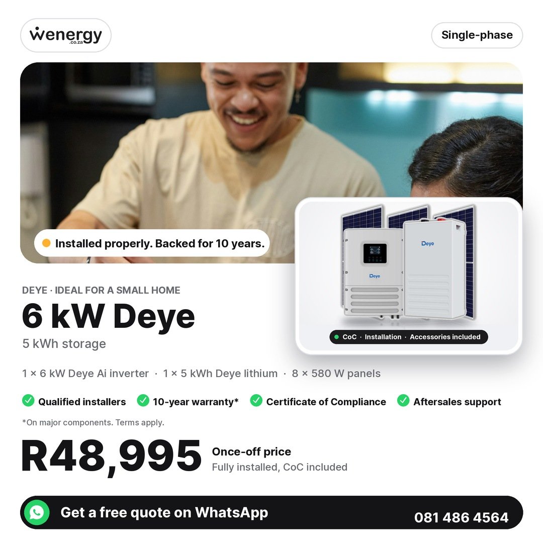 6kW Deye Ai Hybrid System — 5kWh